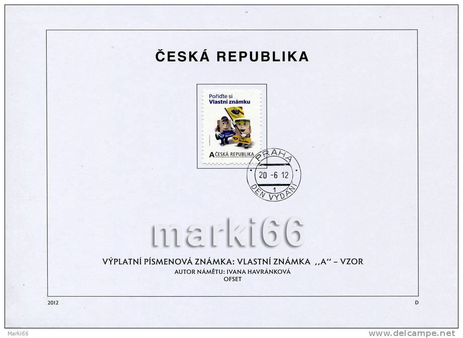 Czech Republic - 2012 - Personal Stamp - Express Post Ad - FDS (first Day Sheet) With "A" Type Stamp - Cartas & Documentos