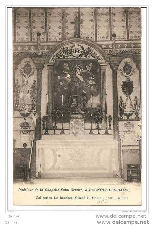 Bagnols-les-Bains (Lozère) 48, Intérieur De La Chapelle St Saint Ortaire, Recto-Verso, Circulée, Semeuse 25c Bleu - Autres & Non Classés