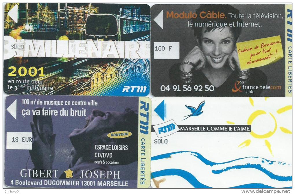 35Po   Marseille Lot De 4 Tickets Cartes Libertés RTM - Collezioni