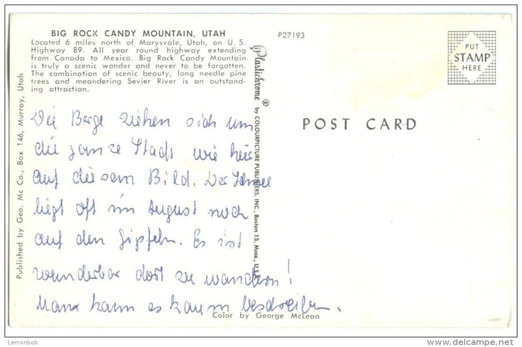 USA, Big Rock Candy Mountain, Utah, Used Postcard [13948] - Otros & Sin Clasificación