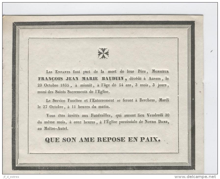 Bauduin François, Anvers 23 Octobre 1835 - Obituary Notices