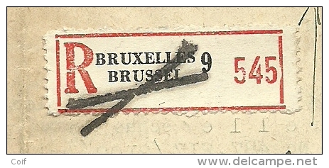 724T Op Brief Aangetekend, Stempel BRUXELLES 9H, Aantekenstrookje Geannuleerd Met "croix De Saint-André" Stempel ->AALST - 1946 -10%
