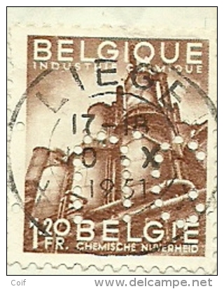 767 Op Brief Met Stempel LIEGE Met Firmaperforatie (perfin) " U.C." Van Union Cooperative Te Liege - 1951-..