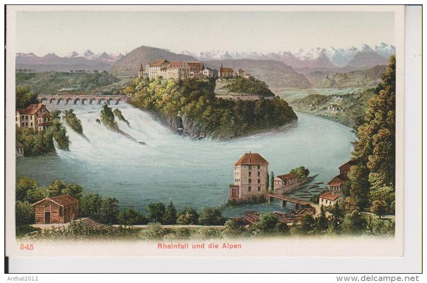 Litho Schaffhausen Rheinfall Und Die Alpen 4.8.1905 - Schleitheim