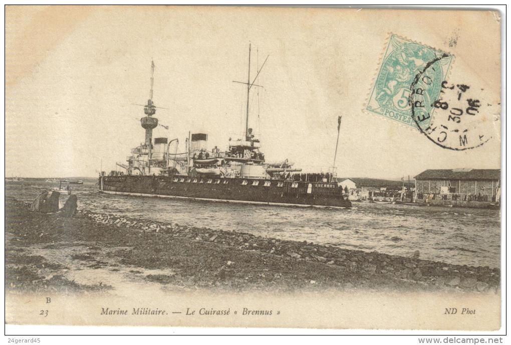 CPA TRANSPORT BATEAU DE GUERRE - Le Cuirassé "Brennus" - Sous-marins