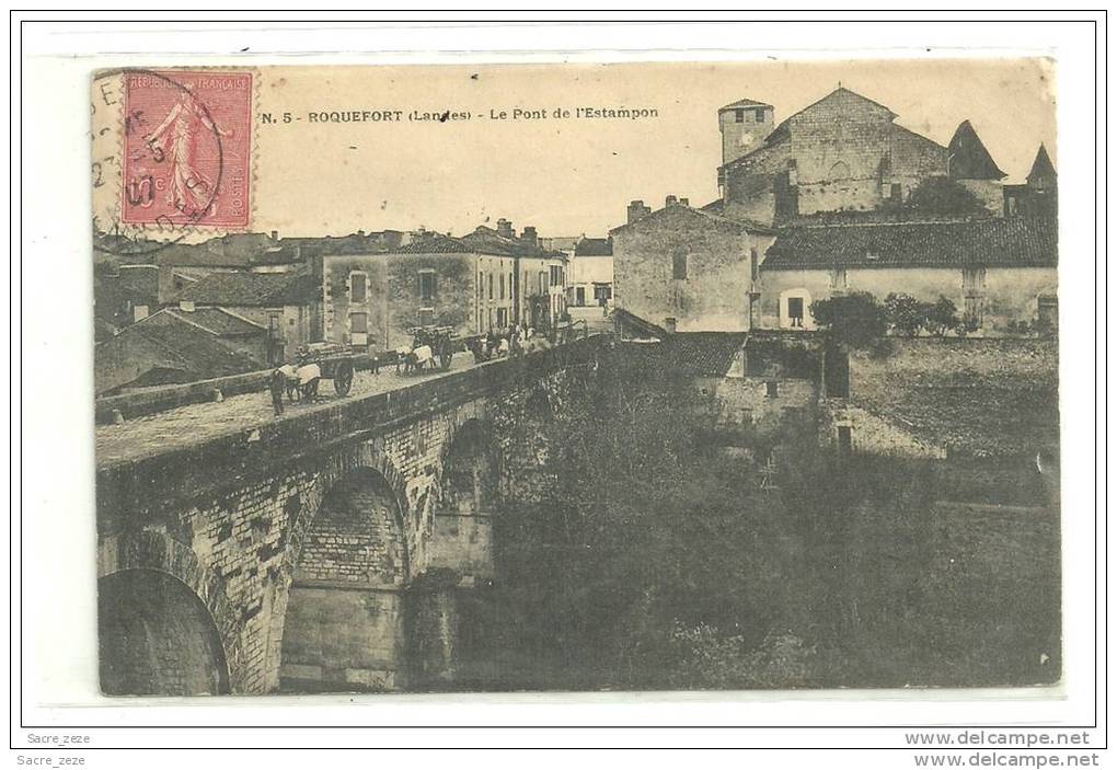 ROQUEFORT(40)1907-le Pont De L´Estampon-attelages - Roquefort