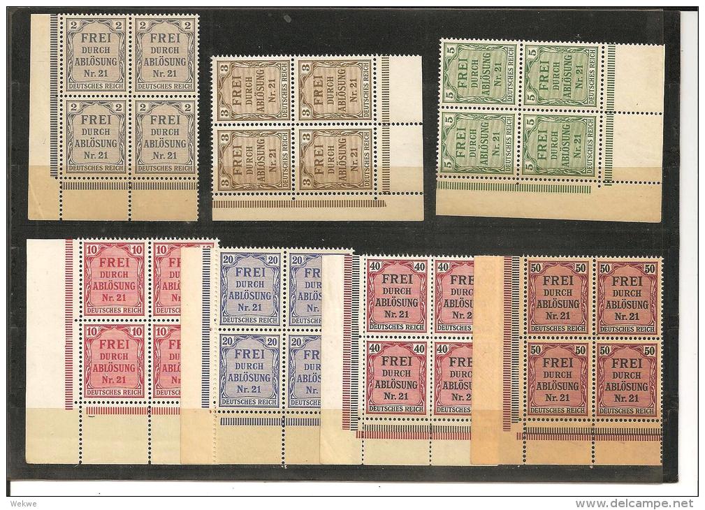 RSDP002/  Zähldienst  1903 Mi.Nr. 1-8 (ex Nr. 6) **   Eckrand-4-erBlöcke Links Unten - Dienstmarken