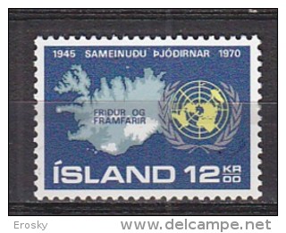 Q1221 - ISLANDE ICELAND Yv N°402 ** ONU UNO - Unused Stamps