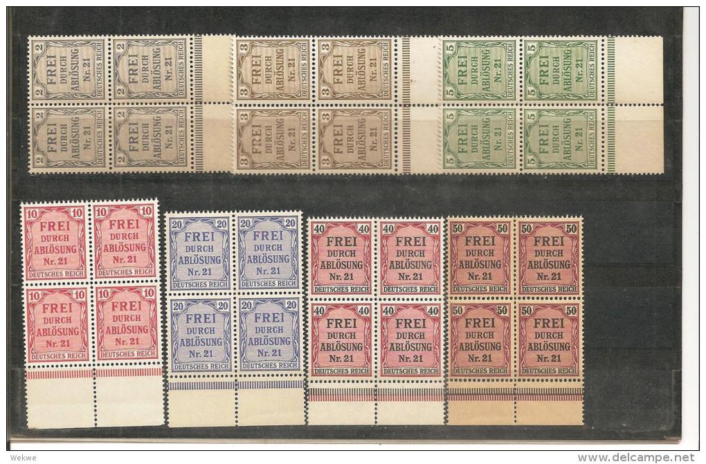 RSDP006/ Zähldienst  1903 Mi.Nr. 1-8 (ex Nr. 6) 4-er Blöcke Vom Unterrand  ** - Dienstmarken