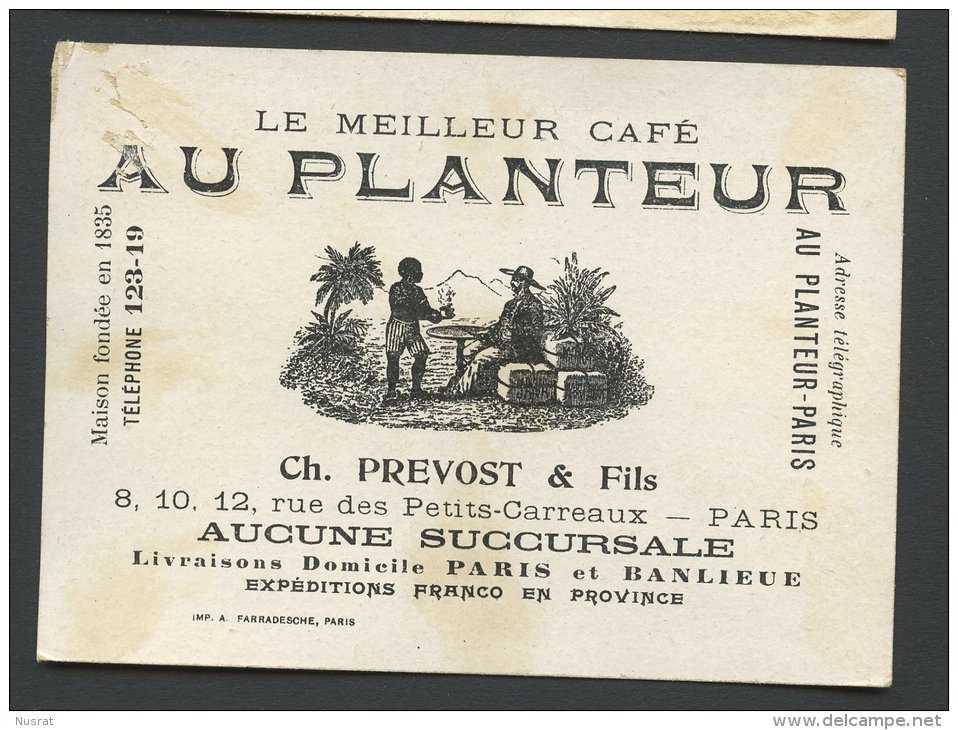 Paris Café Au Planteur, Chromo Lith. Farradesche, Thème Militaria, Histoire, Guerre, Marins, Infanterie De Marine - Thee & Koffie