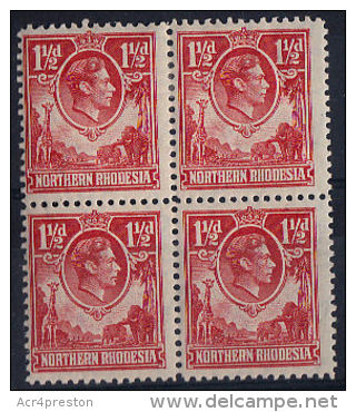 Zz751 Northern Rhodesia 1938, SG 29 Definitive, Mint Block 4, Mounted On Top Pair, Light Fold On Top Right - Rhodésie Du Nord (...-1963)