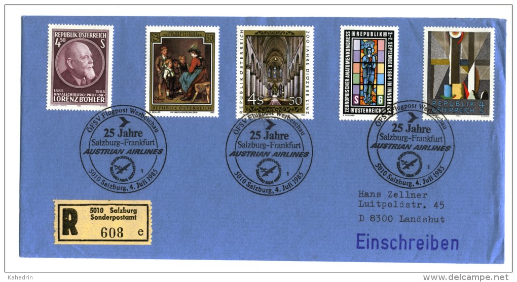Österreich / Austria 1984-1985, Registered Cover, ÖFSV Flugpost Werbeschau - Austrian Airlines - Lettres & Documents