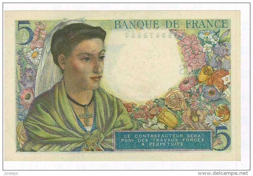 5 Francs Berger, Ref Fayette 5-5 état NEUF - 5 F 1943-1947 ''Berger''