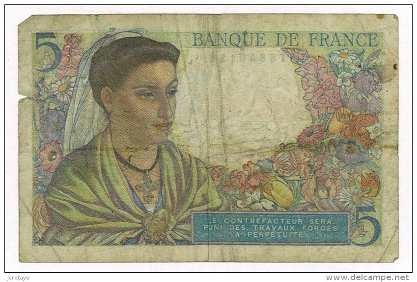 5 Francs Berger, Ref Fayette 5-6 état TB - 5 F 1943-1947 ''Berger''