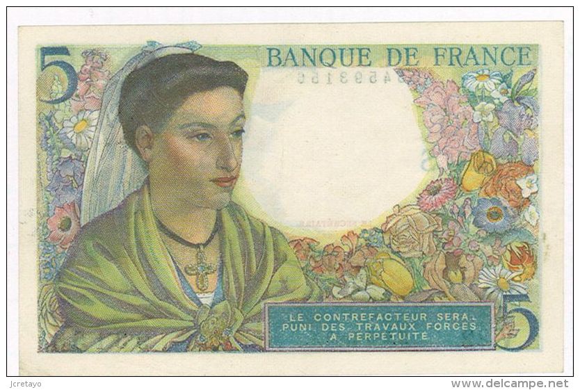 5 Francs Berger, Ref Fayette 5-1 état SUP+ - 5 F 1943-1947 ''Berger''