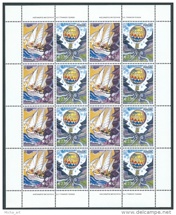 Greece Europa Cept 2004 Sheet 8 Sets MNH - Feuilles Complètes Et Multiples