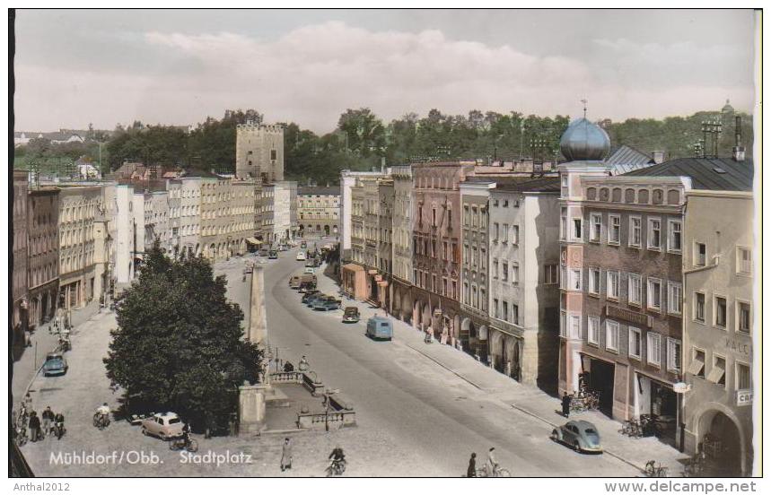 Mühldorf Am Inn Stadtplatz PKW Lloyd VW Brezel Stadt-Apotheke Col. 50er - Muehldorf