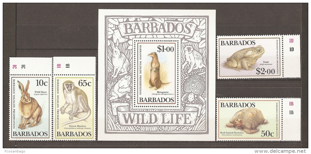 ANIMALES - BARBADOS 1989 - Yvert #748/51+H26 - MNH ** - Otros & Sin Clasificación