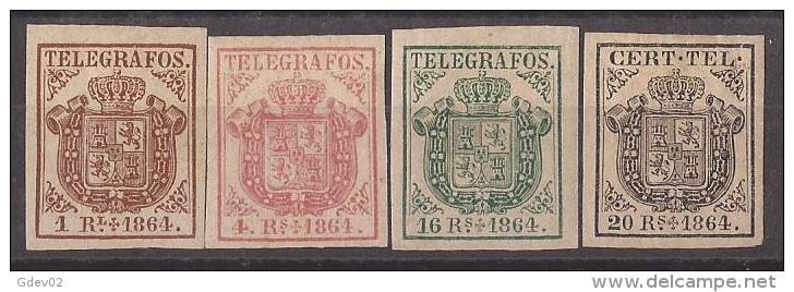 ESTGF1-L2152.Espagne. Spain.ESCUDO DE ESPAÑA.TELEGRAFOS  DE ESPAÑA .1864 (Ed 1/4*)  MAGNIFICO. - Télégraphe