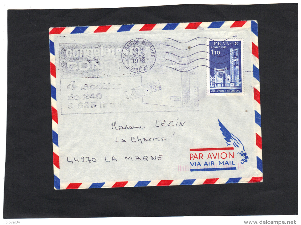 Lettre Entête Commerciale Congélateurs CONORD Cachet Nantes Neptune 1978 Loire Atlantique - Timbre Lodève - Briefe U. Dokumente