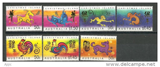 ILE CHRISTMAS. (Océan Indien) Années Lunaires (Singe,Belier,Coq,Chien). 7 T-p Neufs ** Cote 20,00 € - Nouvel An Chinois