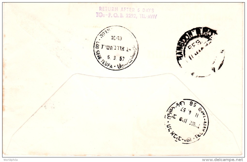 Israel-Burma 1957 "Air France" Registered Cacheted First Flight Cover  FFC / Erstflugbrief - Airmail