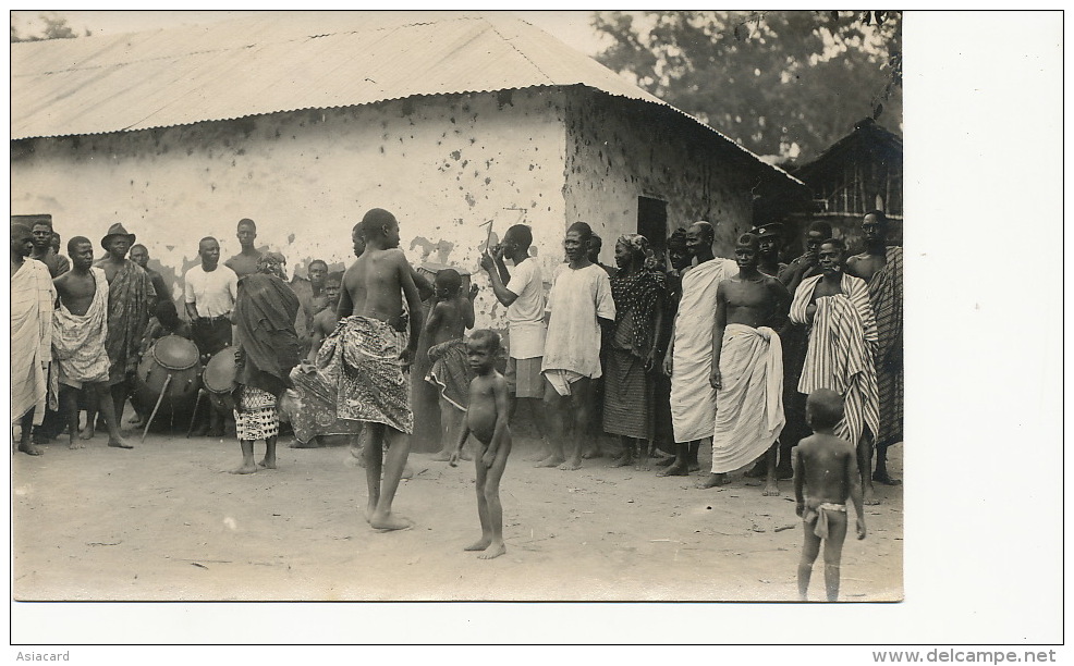 Set Of 2 Real Photo Dancers Band And  Children Playing On Beach - Gambie