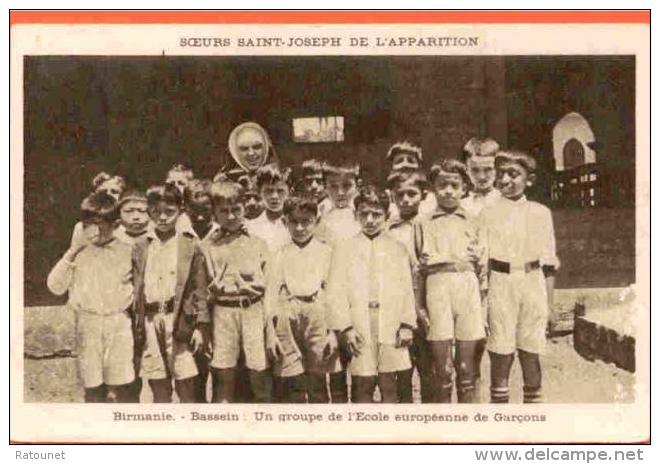 BIRMANIE - BASSEIN - CPA - Un Groupe De L'école Europénne De Garçons - Soeurs Saint Joseph De L'apparition éd Aubard - Myanmar (Birma)