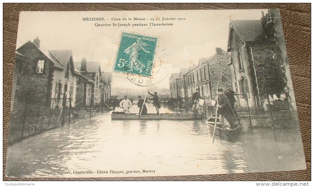 Mezieres - Crue De La Meuse - 23-25 Janvier 1910 - Quartier St Joseph Pendant L'inondation - Autres & Non Classés