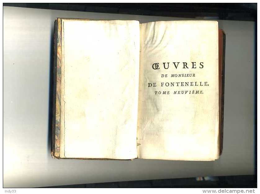 - OEUVRES DE MONSIEUR DE FONTENELLE TOME NEUVIEME . - 1701-1800