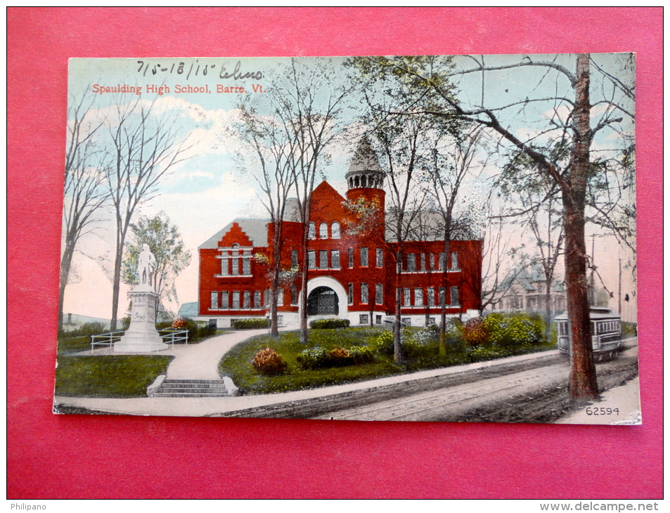 - Vermont > Barre   High School   Ca 1910  Not Mailed ---  Ref 976 - Barre