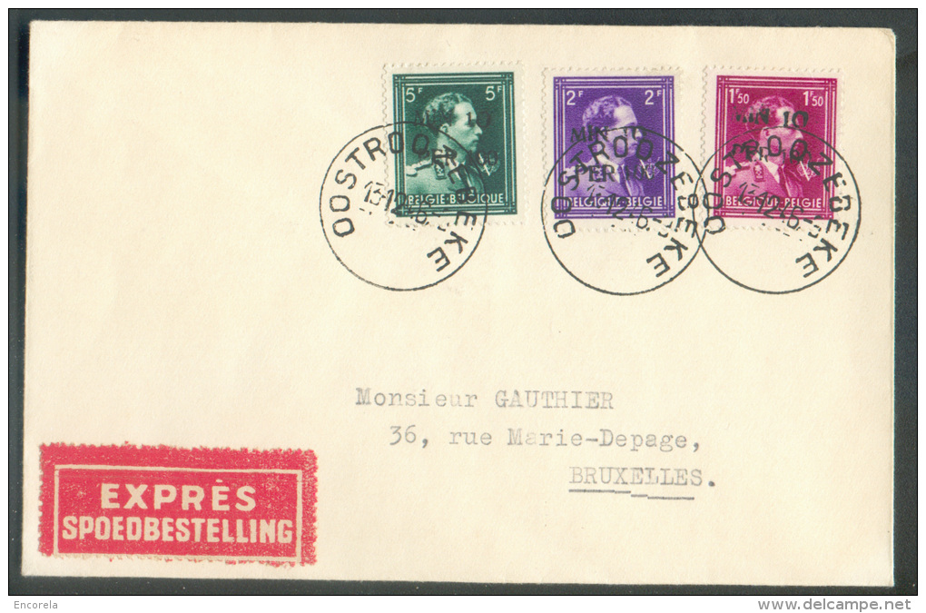 N°724N/P Obl. Sc OOSTROZEBEKE Sur Lettre Exprès Du 13-12-1946 Vers Bruxelles - 8865 - 1946 -10%