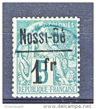 Nossi Be 1893 Y&T N. 22 Fr 1 Su C. 5 Verde USATO Annullo BLU - Other & Unclassified