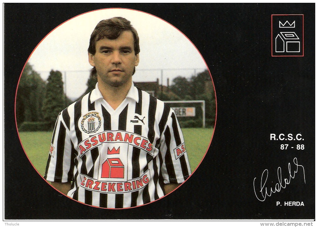 Football -P. Herda-R.Sporting Club Charleroi-1987/1988-Pub.CGER Assurances - Handtekening