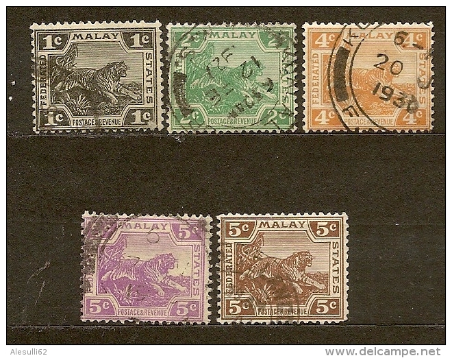 MALAYSIA MALAYA  MALAY MALAISIE N.  51-53-58-59-59A/US-   1921/34- Lot Lotto - Federated Malay States