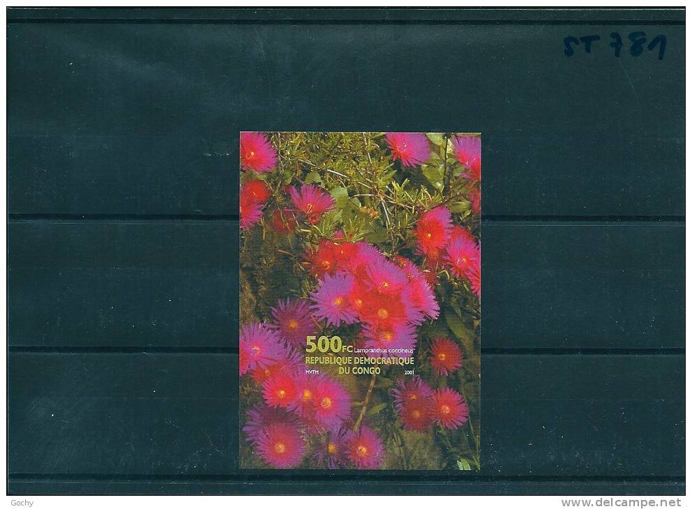 RD CONGO : BL 206 ** IMPERFORATED- NON DENTELE - ONGETAND - Fleur - Flower  - 2002 - Cat.: 30,00&euro; à17% - Mint/hinged