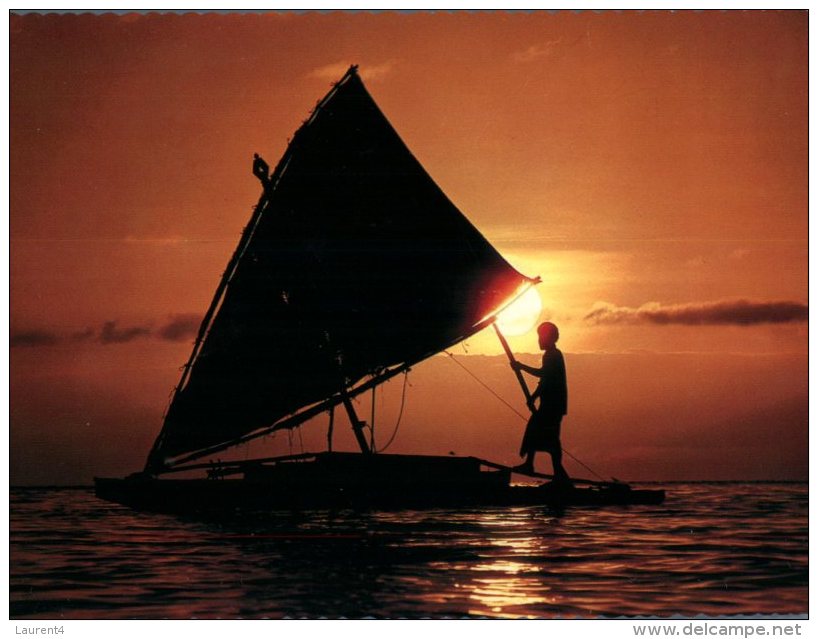 (600) Figi Carte Assez Ancienne - Older Postcard Of Fiji Island - Toberua Island Resort Boat In Sunset - Fidji