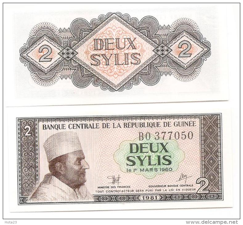 Guinea P21a, 2 Sylis, King Mohammed Of Morocco - Guinea