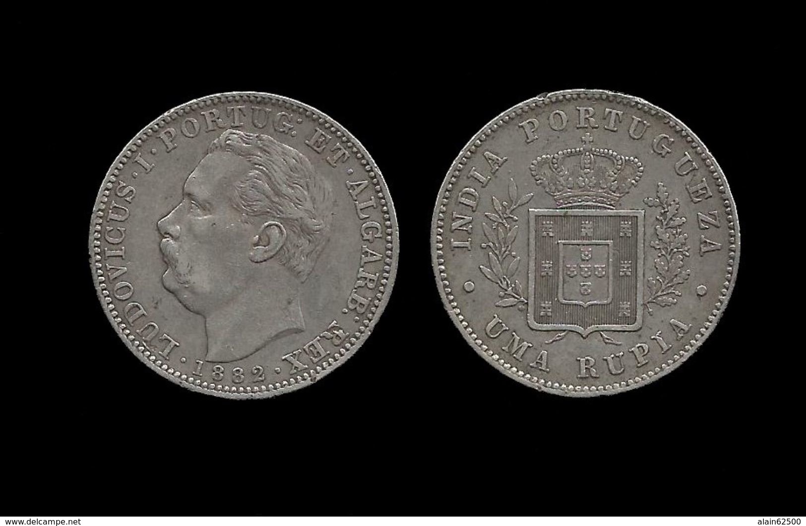 INDES - PORTUGAISE .   LOUIS I  . ( 1861 à 1889 ) . 1 ROUPPIE . 1882 . - India