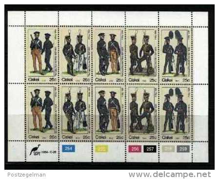 CISKEI, 1984, MNH Stamp(s), Military Uniforms,  Nr(s). 65-69 (on Sheet) - Ciskei