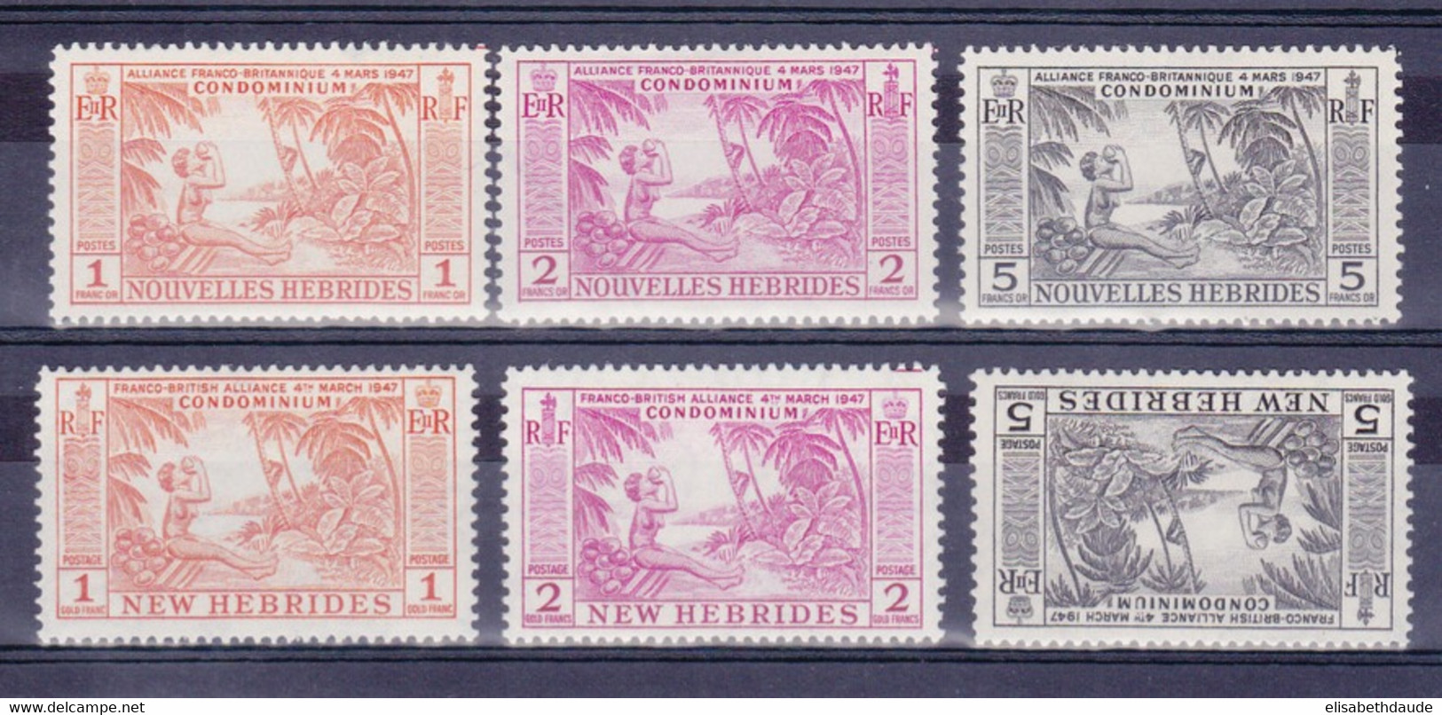 HEBRIDES - 1957 - YVERT N°183/185 + 194/196 ** MNH - (196 Est Avec CHARNIERE * MLH) - COTE = 116 EUROS - - Neufs