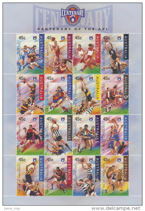 Australia 1996 Centenary Of  AFL - Sheets, Plate Blocks &  Multiples