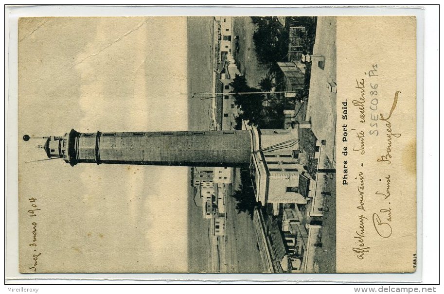 CACHET MARSEILLE A LA REUNION  / 1904 / LV N°3 / SUR  CARTE  DE PORT SAID EGYPTE - Schiffspost
