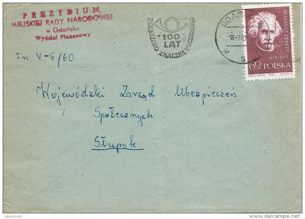 1960.COVER WITH CACHET 100 YEARS OF STAMP DAY. GDANSK--SLUPSK - Covers & Documents