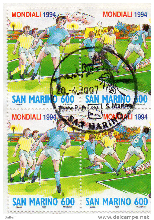 1994  SAN MARINO  Mondiali Calcio  Quartina  Usata - Gebraucht