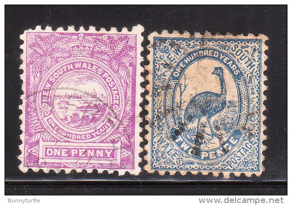 Australia New South Wales 1888-89 View Of Sydney &amp; Emu 2v Used - Used Stamps