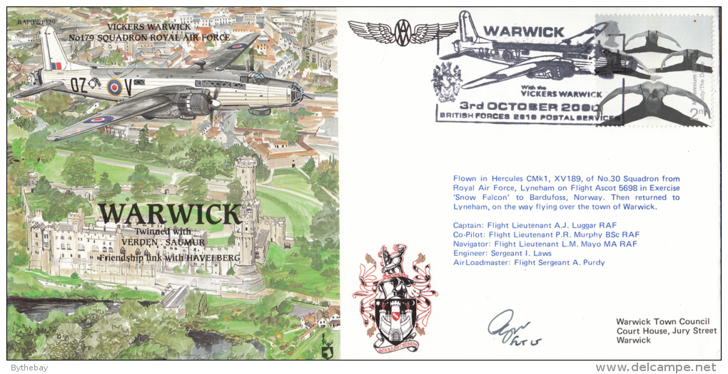 Great Britain Scott #1926 2nd Body, The Dome Cancel Warwick With The Vickers Warwick 3rd October 2000 - Brieven En Documenten