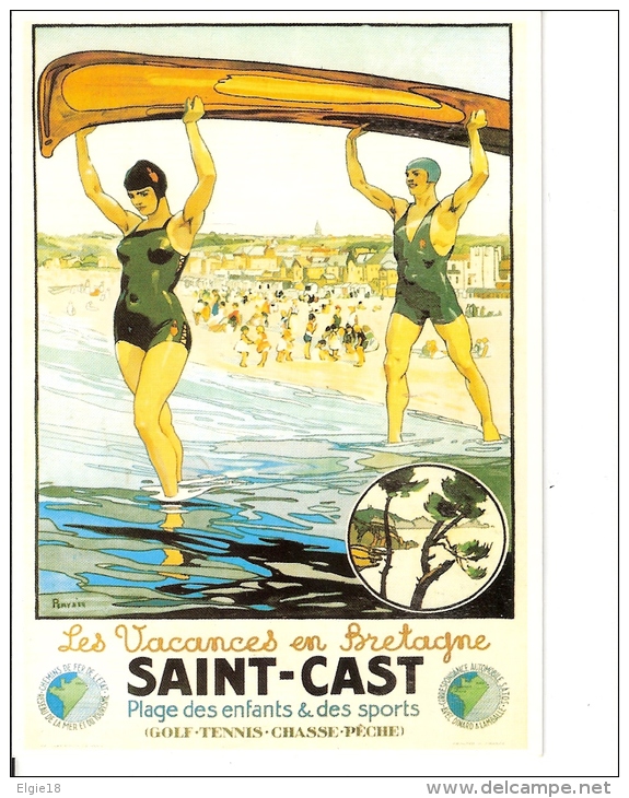 Chemin De Fer De L'état  : Reproduction Affiche Pour Les Vacances En Bretagne à Saint-Cast - Advertising