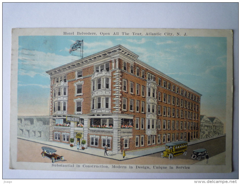 HOTEL BELVEDERE  ,  Open All The Year  ,  ATLANTIC  CITY  , N. J.   (Carte Couleur) - Atlantic City