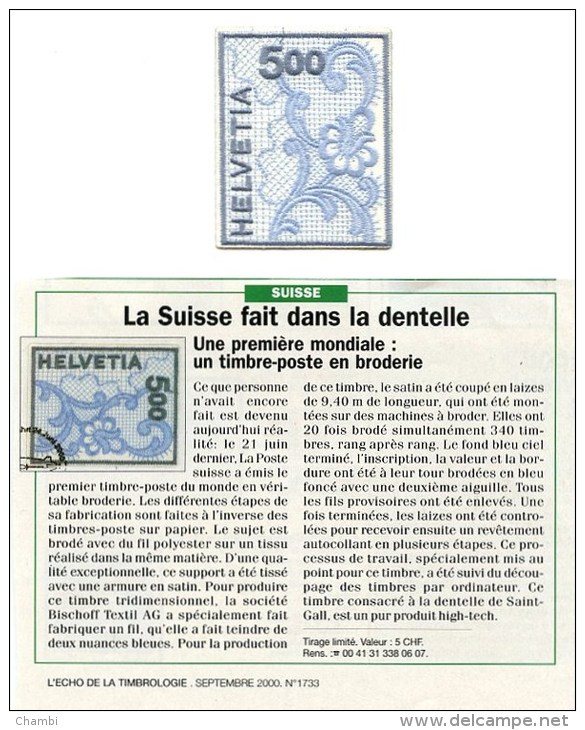 Suisse Rare Timbre En Broderie ! Voir Scan - Neufs